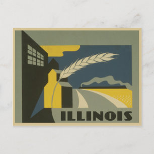 Cartão Postal Ilustração vintage do Estado de Illinois
