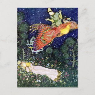 Cartão Postal Ilustração Vintage Edmund Dulac Firebird