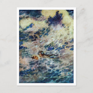 Cartão Postal Ilustração Vintage Edmund Dulac Pequena Sereia