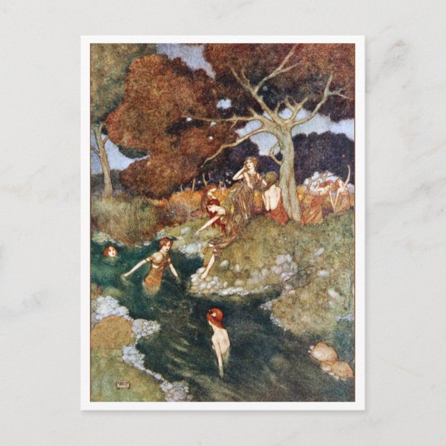 Cartão Postal Ilustração Vintage Edmund Dulac Tempest (Frente)