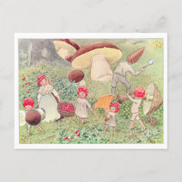 Cartão Postal Ilustração Vintage Floresta Crianças Elsa Beskow