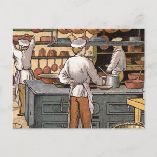 Cartão Postal Ilustração Vintage French Kitchen