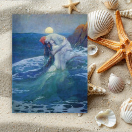 Cartão Postal Ilustração Vintage Howard Pyle A Sereia