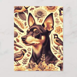 Cartão Postal Ilustração Vintage Pinscher