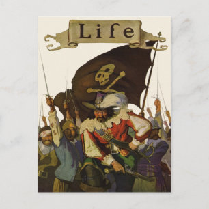Cartão Postal Ilustração Vintage Pirate Life Wyeth
