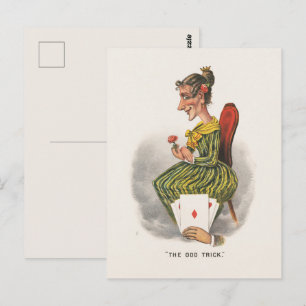 Cartão Postal Ilustração Vitoriana de Caricatura de Vestido List