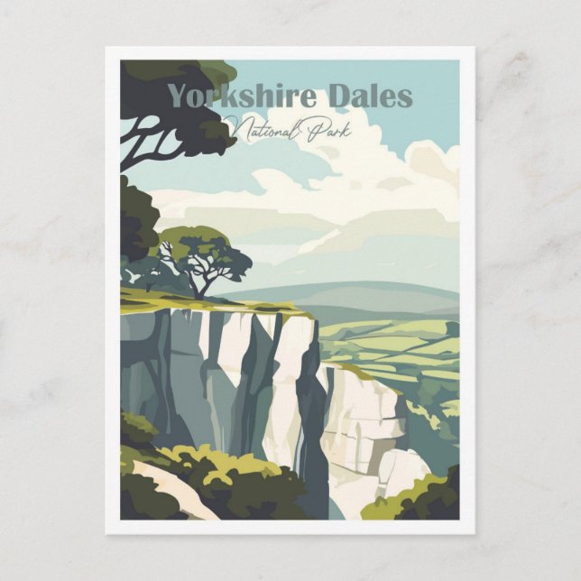 Cartão Postal Ilustração Yorkshire Dales Trabalho de arte Viagem (Frente)