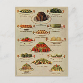Cartão Postal Ilustrações de Saladas de Vintagem e Pratos Vegeta
