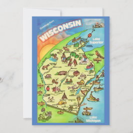 Cartão-postal Ilustrado 5x7 Grande de Wisconsin