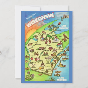 Cartão-postal Ilustrado 5x7 Grande de Wisconsin