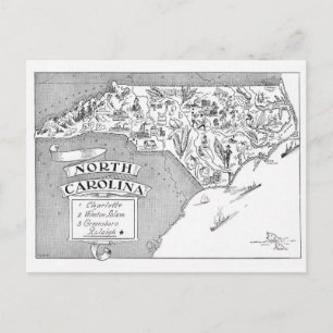 Cartão postal ilustrado da Carolina do Norte