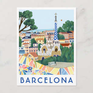 Cartão postal ilustrado de Barcelona, Espanha