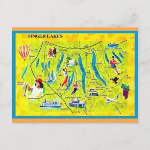 Cartão Postal Ilustrado de New York Finger Lakes