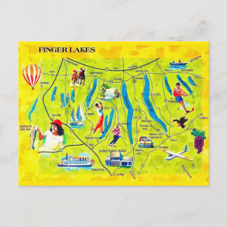 Cartão Postal Ilustrado de New York Finger Lakes