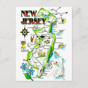 Cartão postal ilustrado do Estado de Nova Jersey