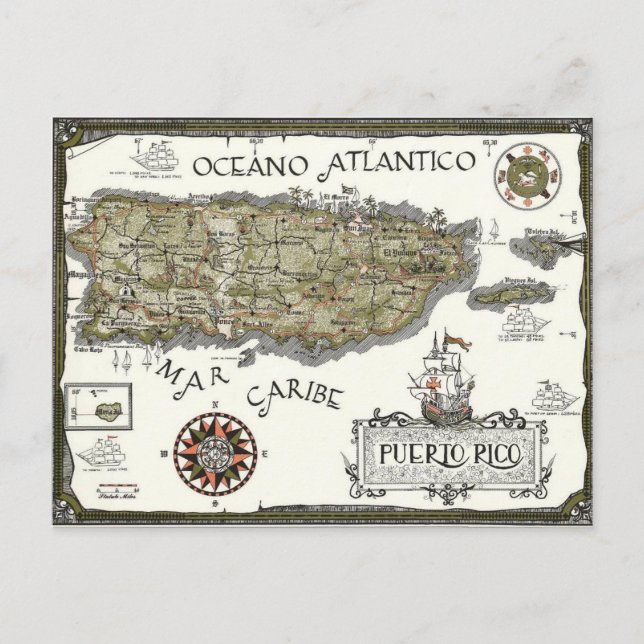 Cartão postal ilustrado do mapa espanhol de Porto  (Frente)