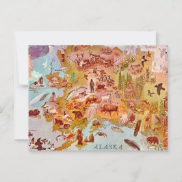 Cartão Postal Ilustrado Vintage do Alasca