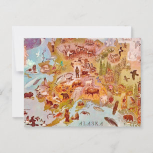 Cartão Postal Ilustrado Vintage do Alasca