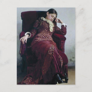 Cartão Postal Ilya Repin-Rest. Retrato de Vera Repina
