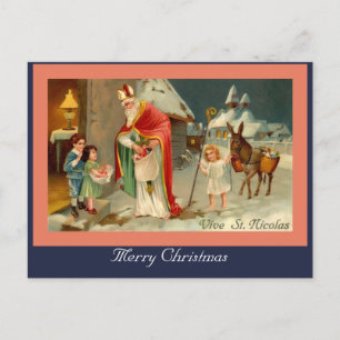 Cartão Postal Imagem antiga do Papai Noel europeu São Nicolau e 