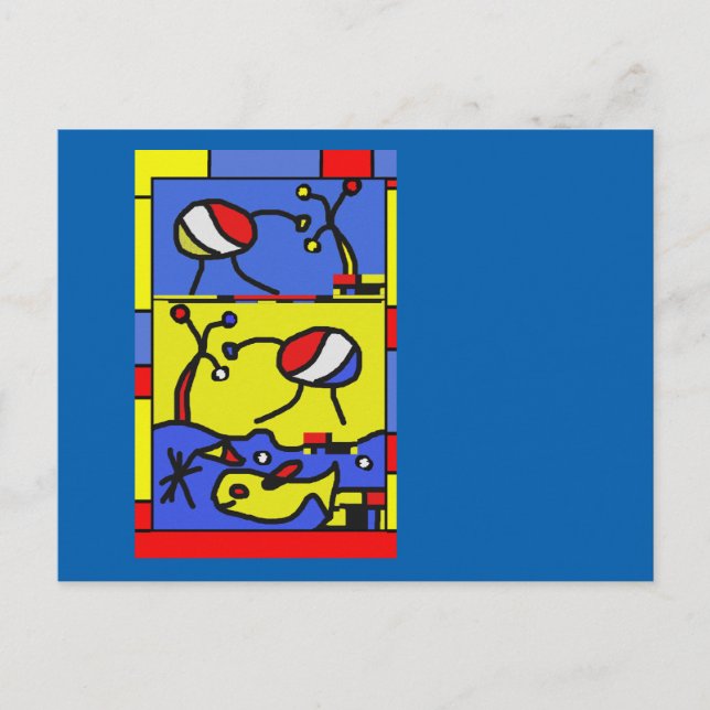 Cartão Postal Imagem com peixes da arte moderna (Frente)