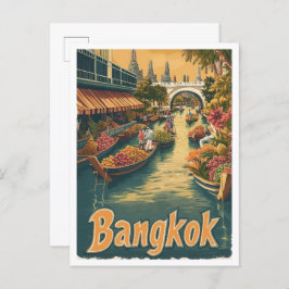 Cartão Postal Imagem da Viagens vintage de Arte de Bangkok na Ta