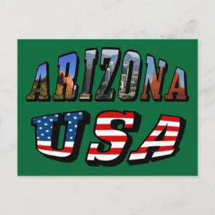 Cartão Postal Imagem de arizona e Texto de Sinalizador EUA