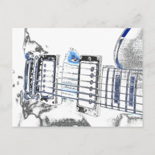 Cartão Postal imagem de contorno de guitarra azul preto ponte co
