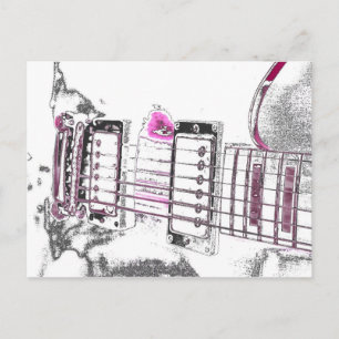 Cartão Postal imagem de contorno de guitarra - ponte preta rosa