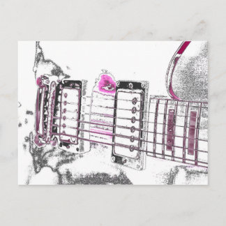 Cartão Postal imagem de contorno de guitarra - ponte preta rosa