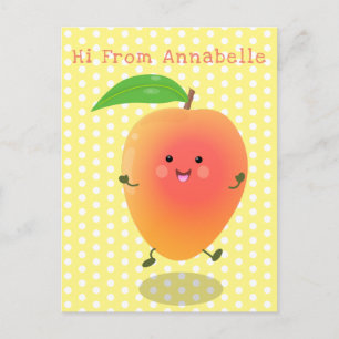 Cartão Postal Imagem de desenho animado amarelo de manga feliz e