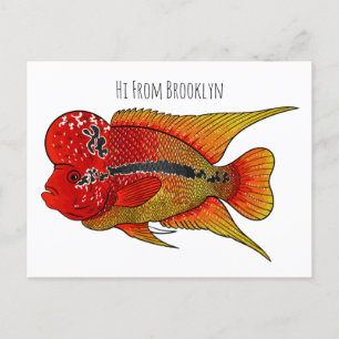 Cartão Postal Imagem de desenho animado de peixes-cichlid-Flor