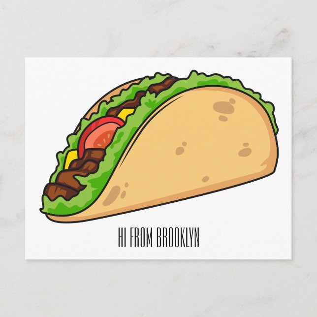 Cartão Postal Imagem de desenho animado do Taco (Frente)