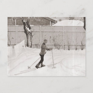 Cartão Postal Imagem de esqui de Vintage, Aprendendo a esquiar