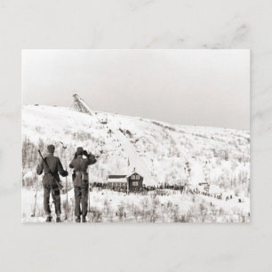 Cartão Postal Imagem de esqui Vintage, vigiando as coisas