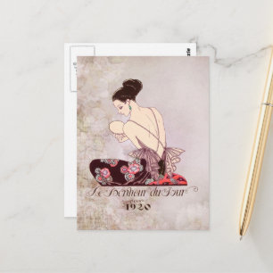 Cartão Postal Imagem de moda francesa Barbier Le Bonheur du Jour