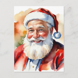 Cartão Postal Imagem de Natal do Papai Noel em Aquarela