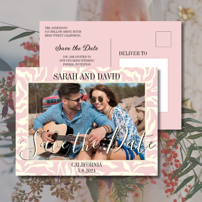 Cartão Postal Imagem de Paisagem de Borda Rosa do Pastel Elegant (Criador carregado)