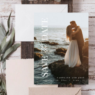 Cartão Postal Imagem de Retrato Moderno Elegante Salva a Data