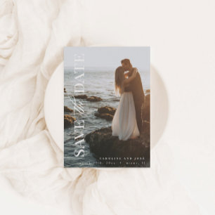 Cartão Postal Imagem de Retrato Moderno Elegante Salva a Data Po