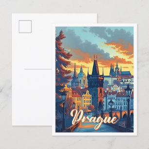 Cartão Postal Imagem de Viagem artístico checo de Praga