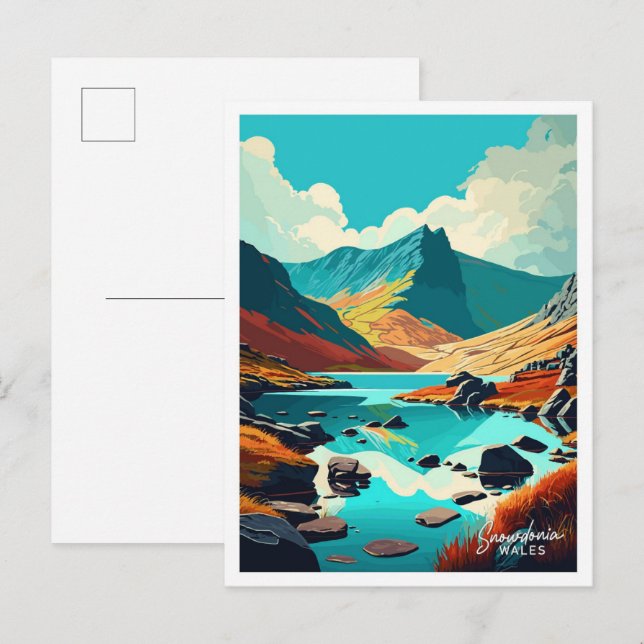 Cartão Postal Imagem de Viagem de arte de Snowdonia Wales (Frente/Verso)