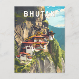 Cartão Postal Imagem do Butão Viagem Art Vintage