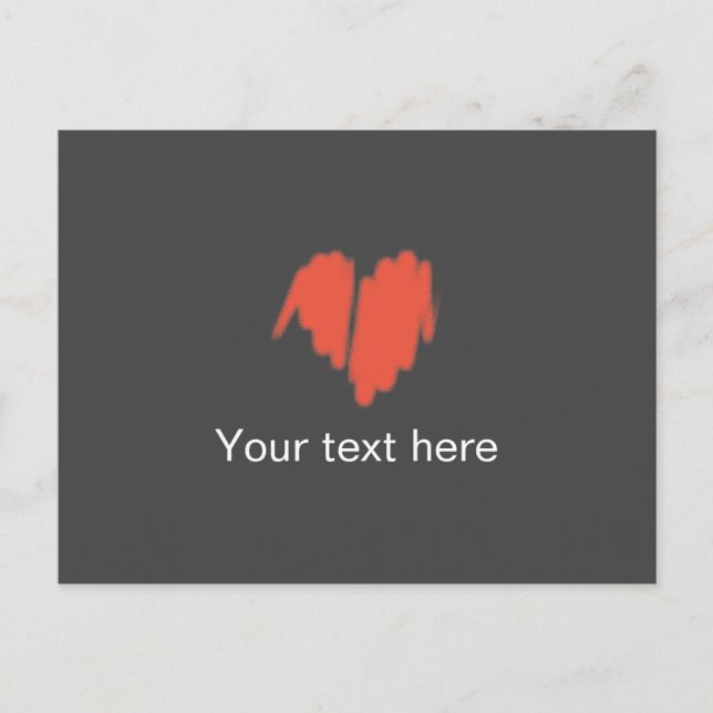 Cartão Postal Imagem do Coração Pulverizado do Grafite Vermelho  (Frente)
