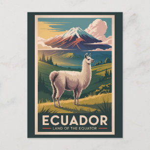Cartão Postal Imagem do Equador Llama Viagem Art Vintage