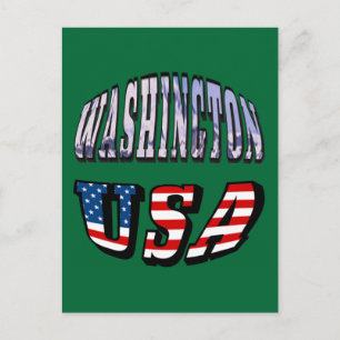 Cartão Postal Imagem do Estado de Washington e Texto da Bandeira