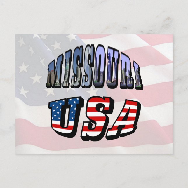 Cartão Postal Imagem do Missouri e texto dos EUA (Frente)