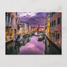 Imagem do pôr do sol dos canais de Veneza na Itáli
