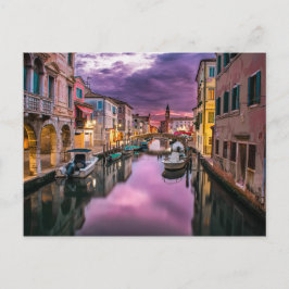 Cartão Postal Imagem do pôr do sol dos canais de Veneza na Itáli
