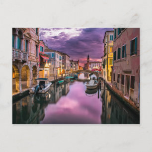 Cartão Postal Imagem do pôr do sol dos canais de Veneza na Itáli